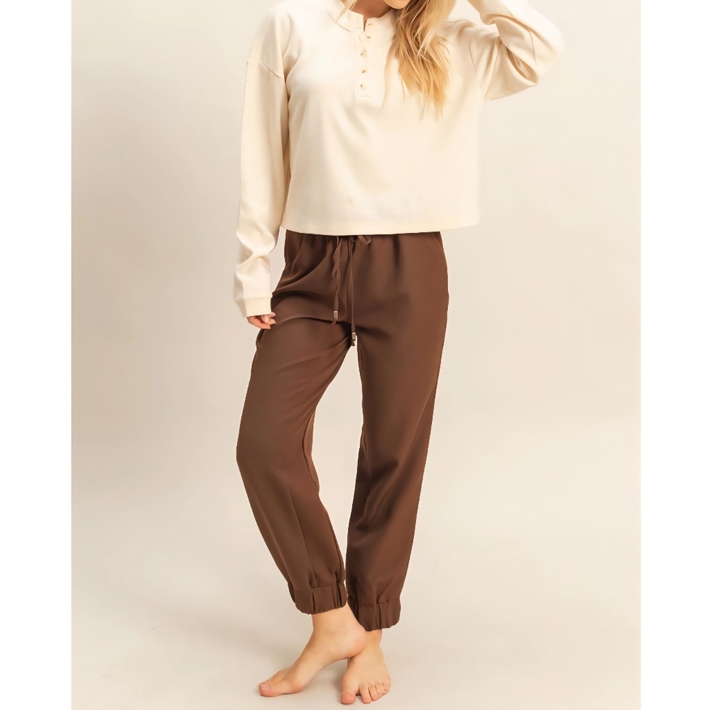 #809 🛑048 S,M,L Fabulous Drawstring Joggers with Ruched Ankle Cuffs Pants